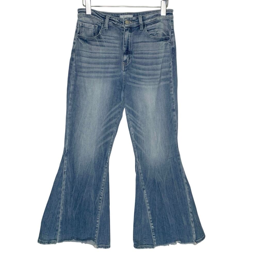 Kancan Gotta Let You Know Frayed Flare Jeans 30 Distressed Blue Western